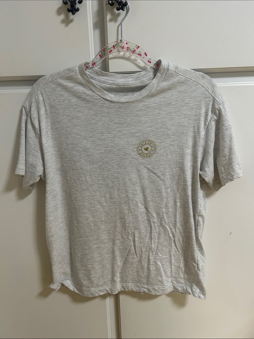 Anthropologie French 75 Graphic Cotton Gray Tee XS